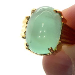 Green Calcite 11.17ct Solid 18K Yellow Gold Ring